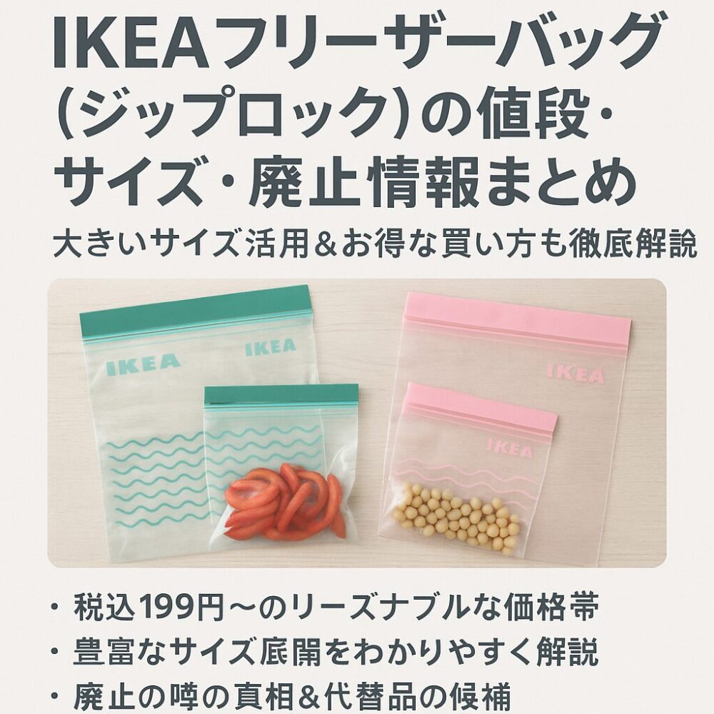 IKEA ジップロック フリーザーパックの値段・サイズ・廃止情報まとめ